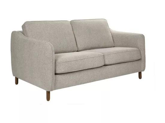 Vornay - Canapé convertible express 3 places en tissu pieds bois foncé - Beige