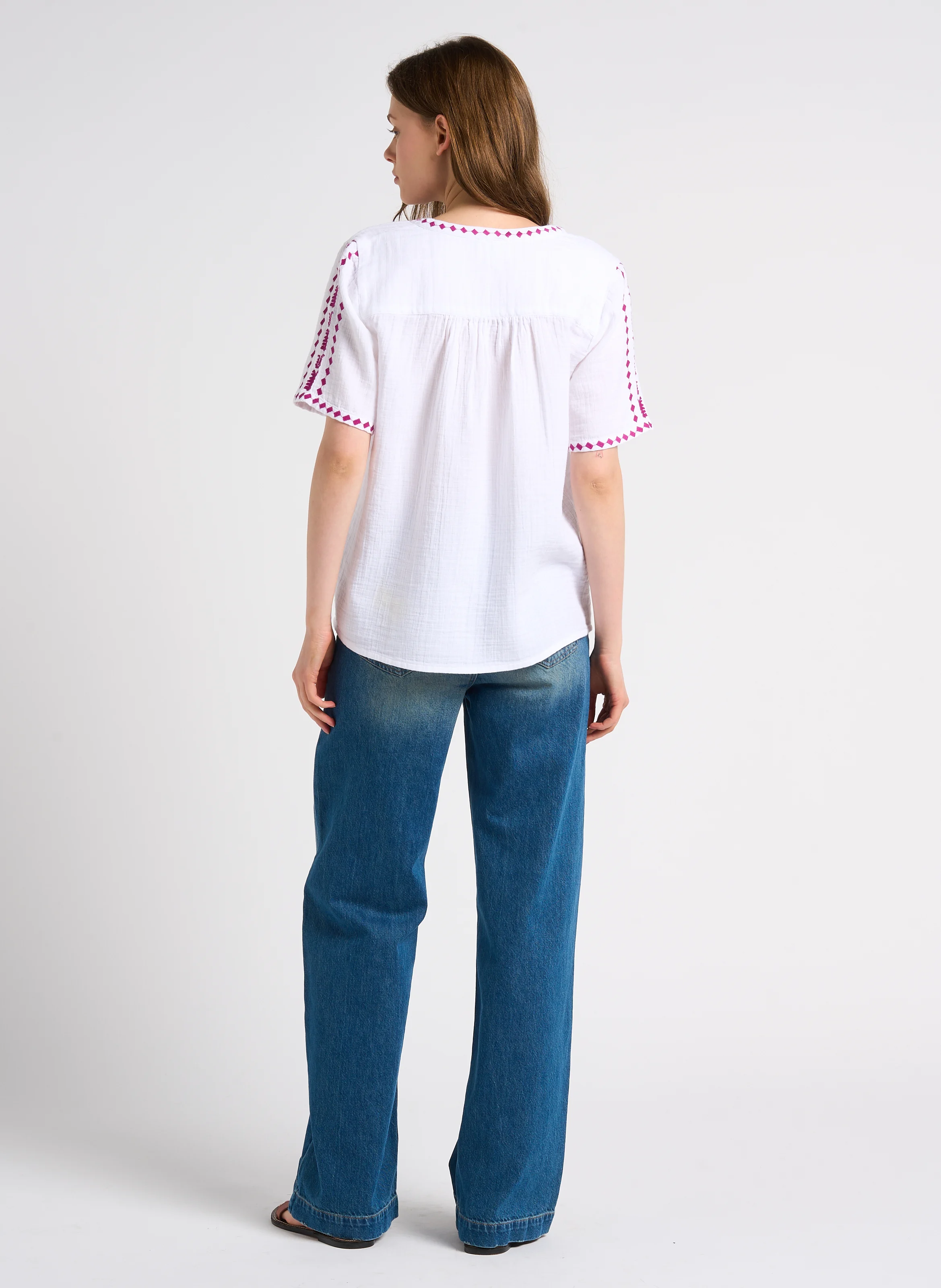 SANDY - Jean taille basse délavée en coton | Bleu