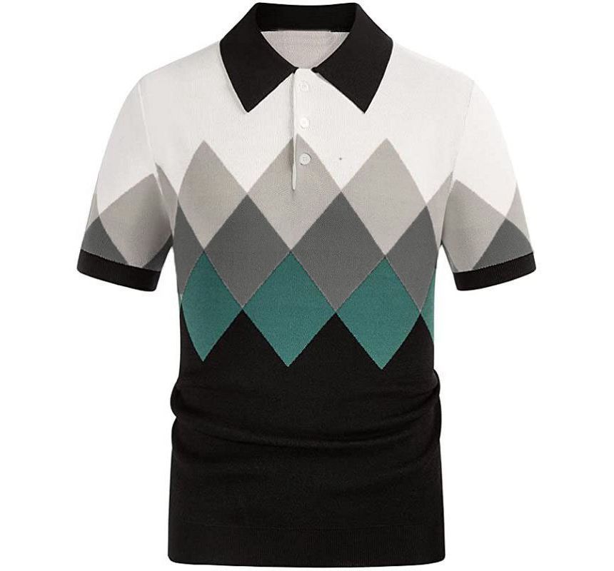 Bolgivy - Argyle gebreid poloshirt met korte mouwen