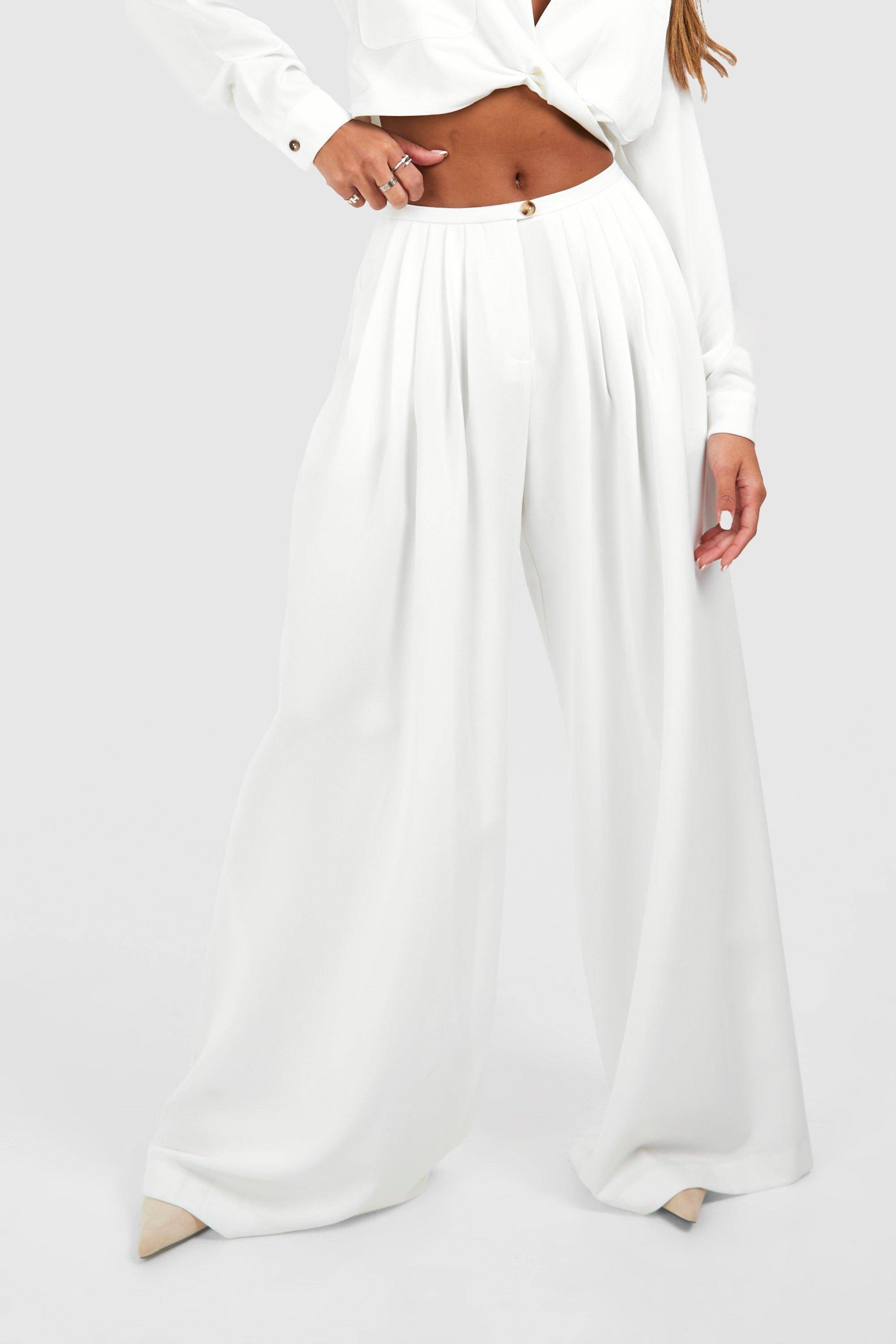 boohoo Pantalon plissé à jambes larges extrêmes taille basse