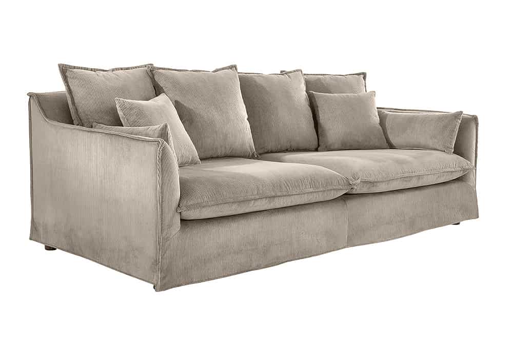 Großes 3-Sitzer Sofa HEAVEN 200cm greige Cord Federkern Hussensofa