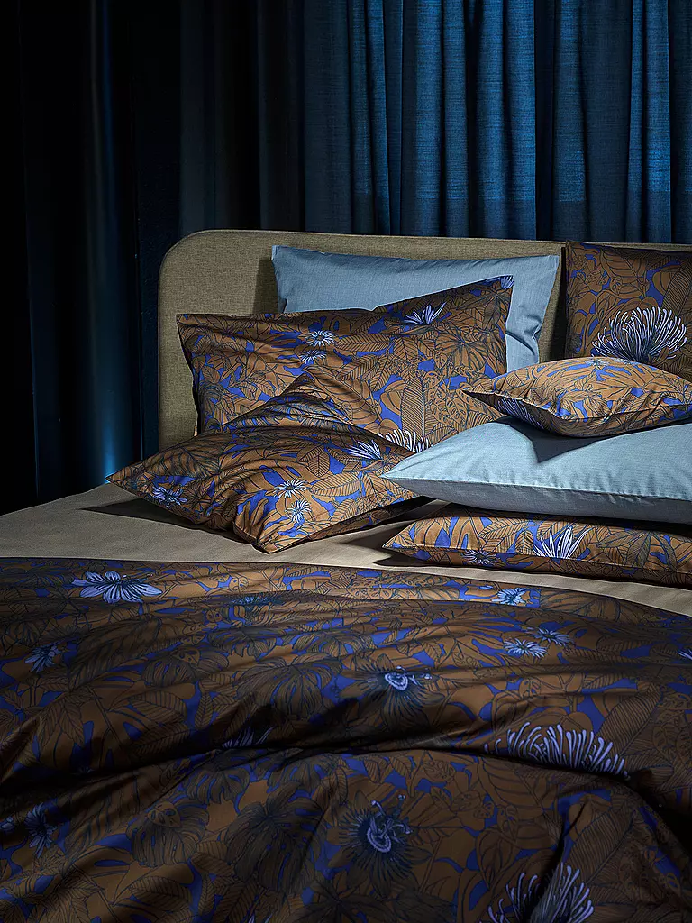 CHRISTIAN FISCHBACHER Satin-Deckenbezug GOLDEN GARDEN 140x200cm Kupfer/Blau kupfer