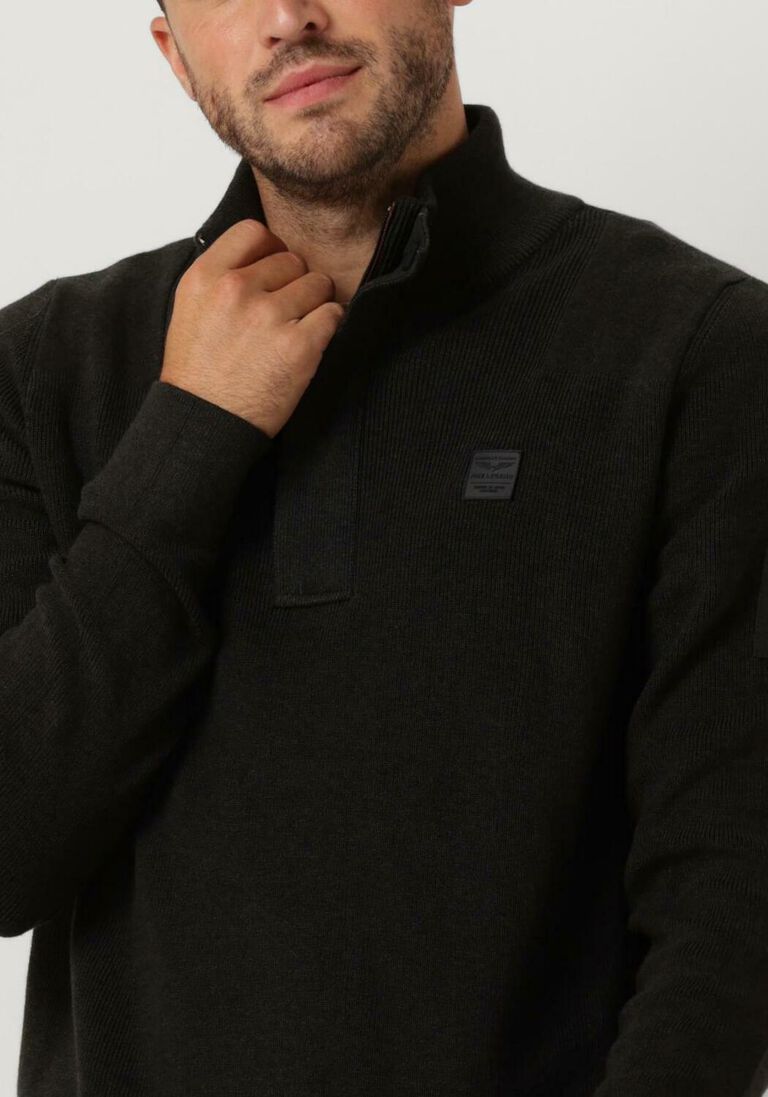 PME LEGEND grijze pme legend trui half zip collar cotton knit