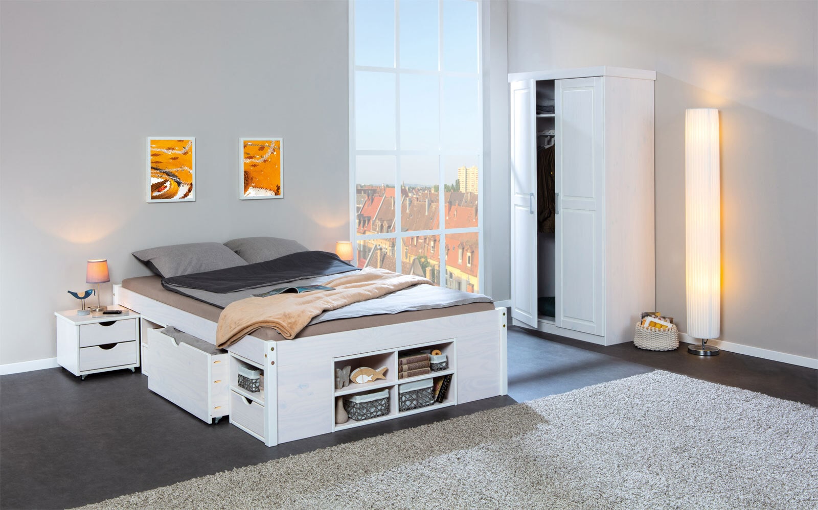 Stauraum-/ Funktionsbett Lauro180 x 200 cm weiß
