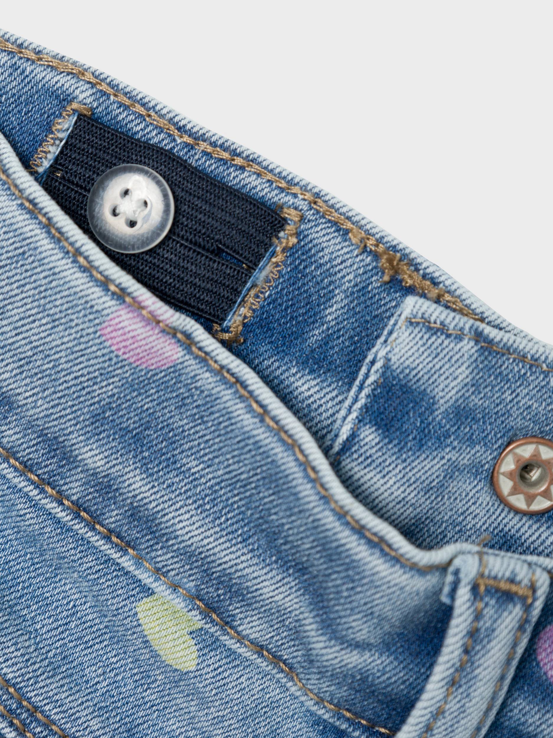 NAME IT mom jeans NMFBELLA met hartjes medium blue denim