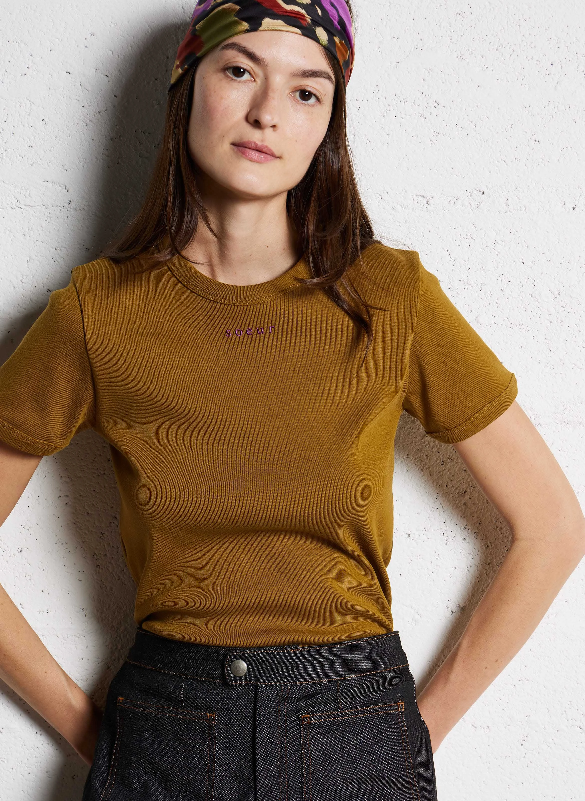 ARISTIDE - Tee-shirt droit col rond en coton bio | Orange