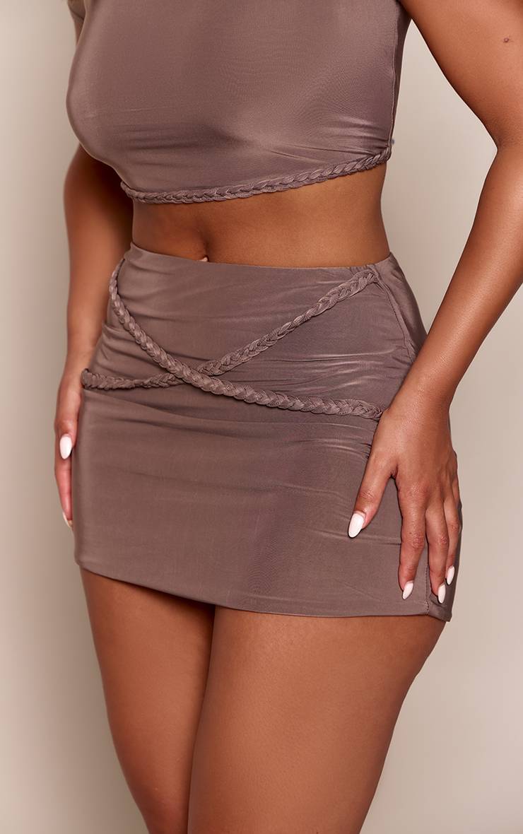 Moka Ensemble Coordonné Mini-jupe Shape En Jersey Slinky Avec Détail Tressé