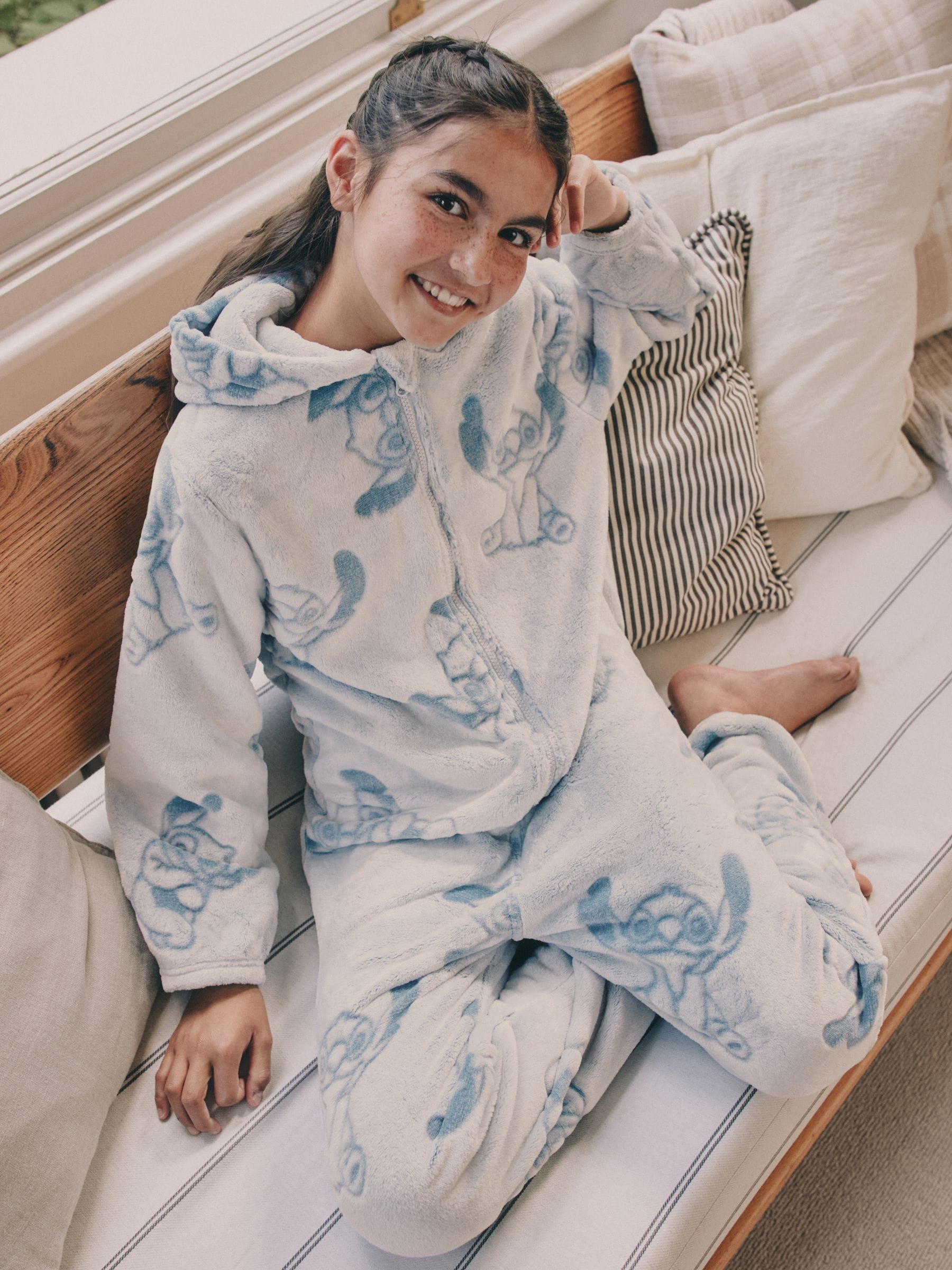 Blauw - Lilo & Stitch fleece All-in-one (3-16jaar)