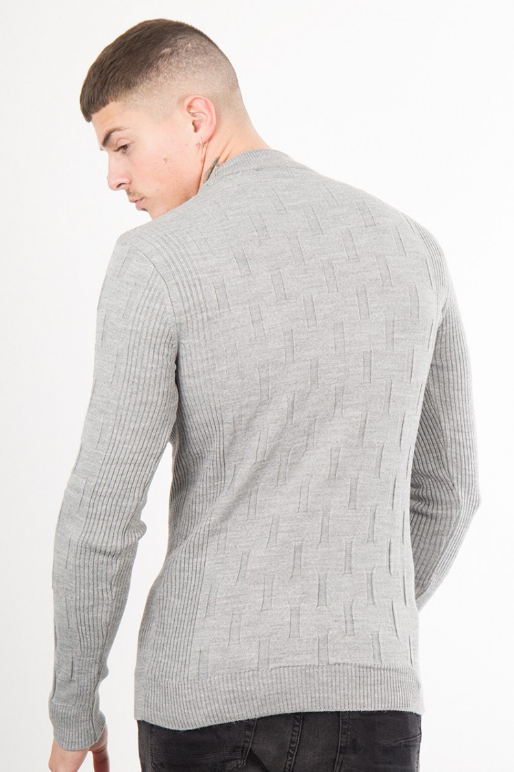 Pull fin en maille gris