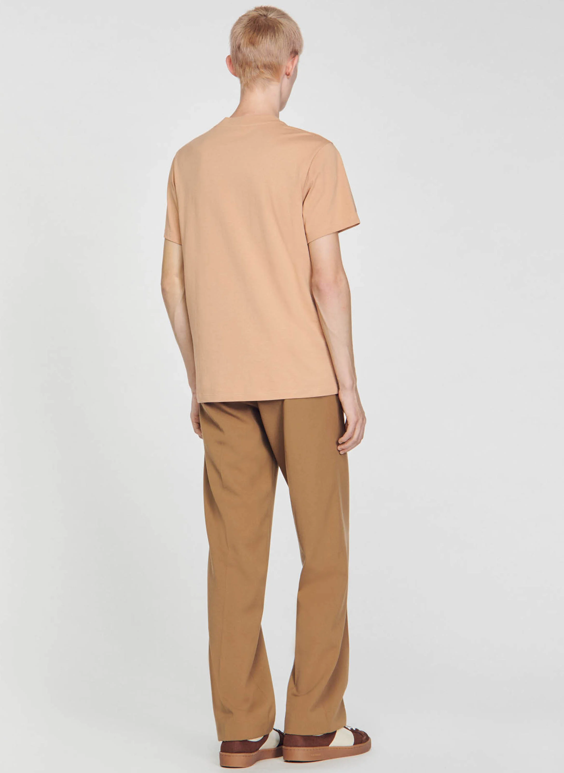 Tee-shirt droit col rond en coton | Marron