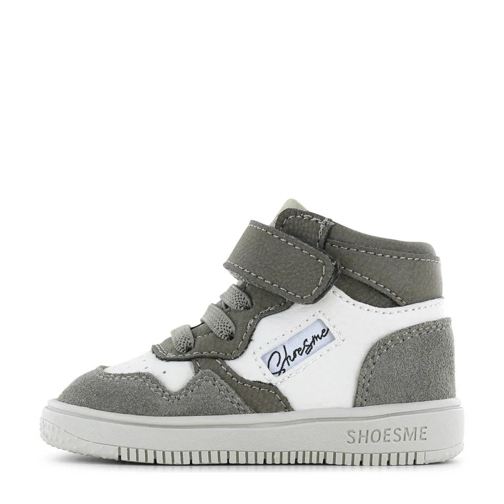 Shoesme leren sneakers grijs/wit