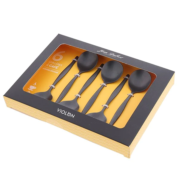 Set de 6 cuillères à café Vintage Black acier inoxydable Jean Dubost