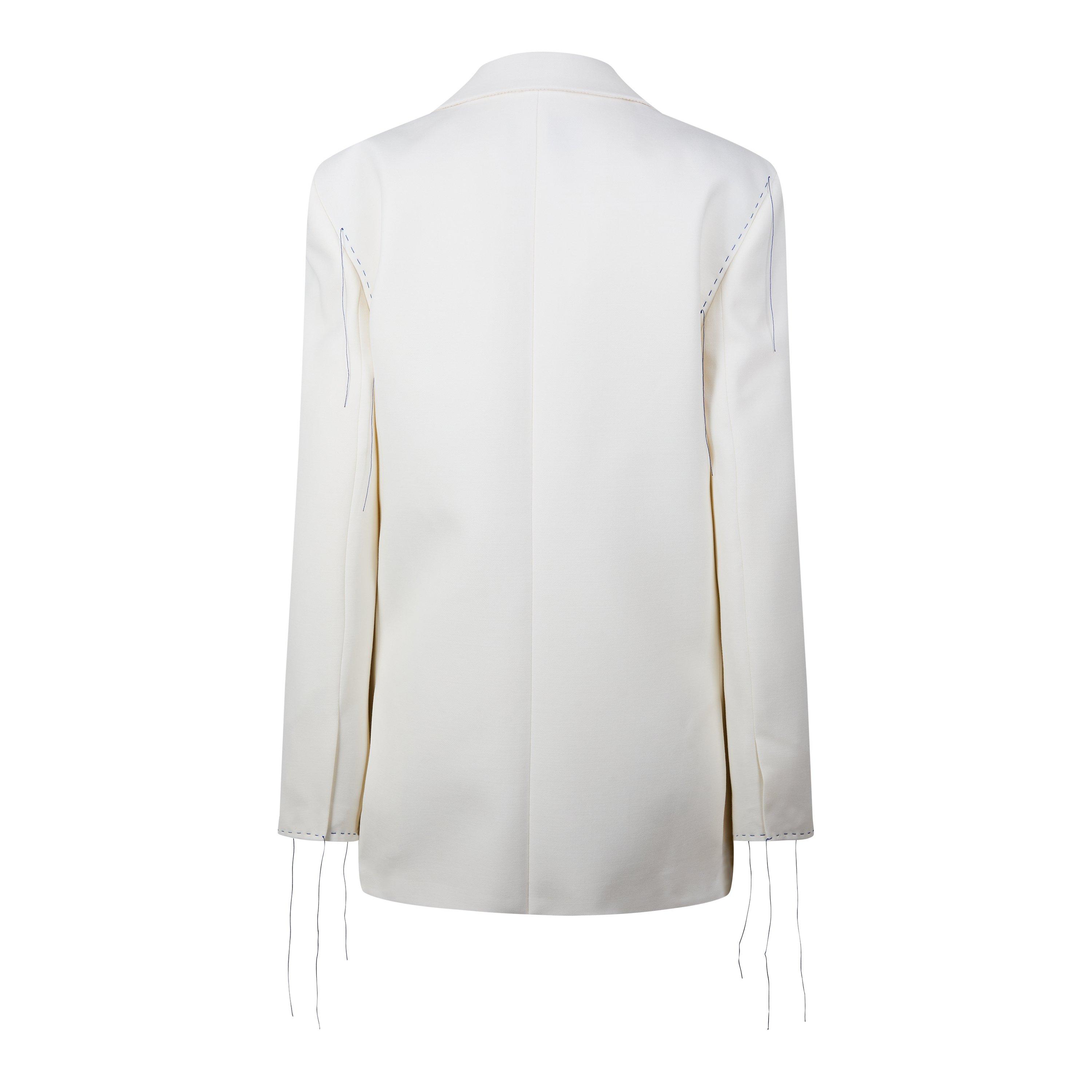 Off White Wool Blend Stitching Tomboy Jacket