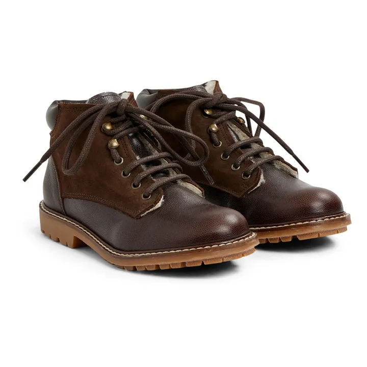 Bonpoint Boots à Lacets Cuir Danton | Chocolat