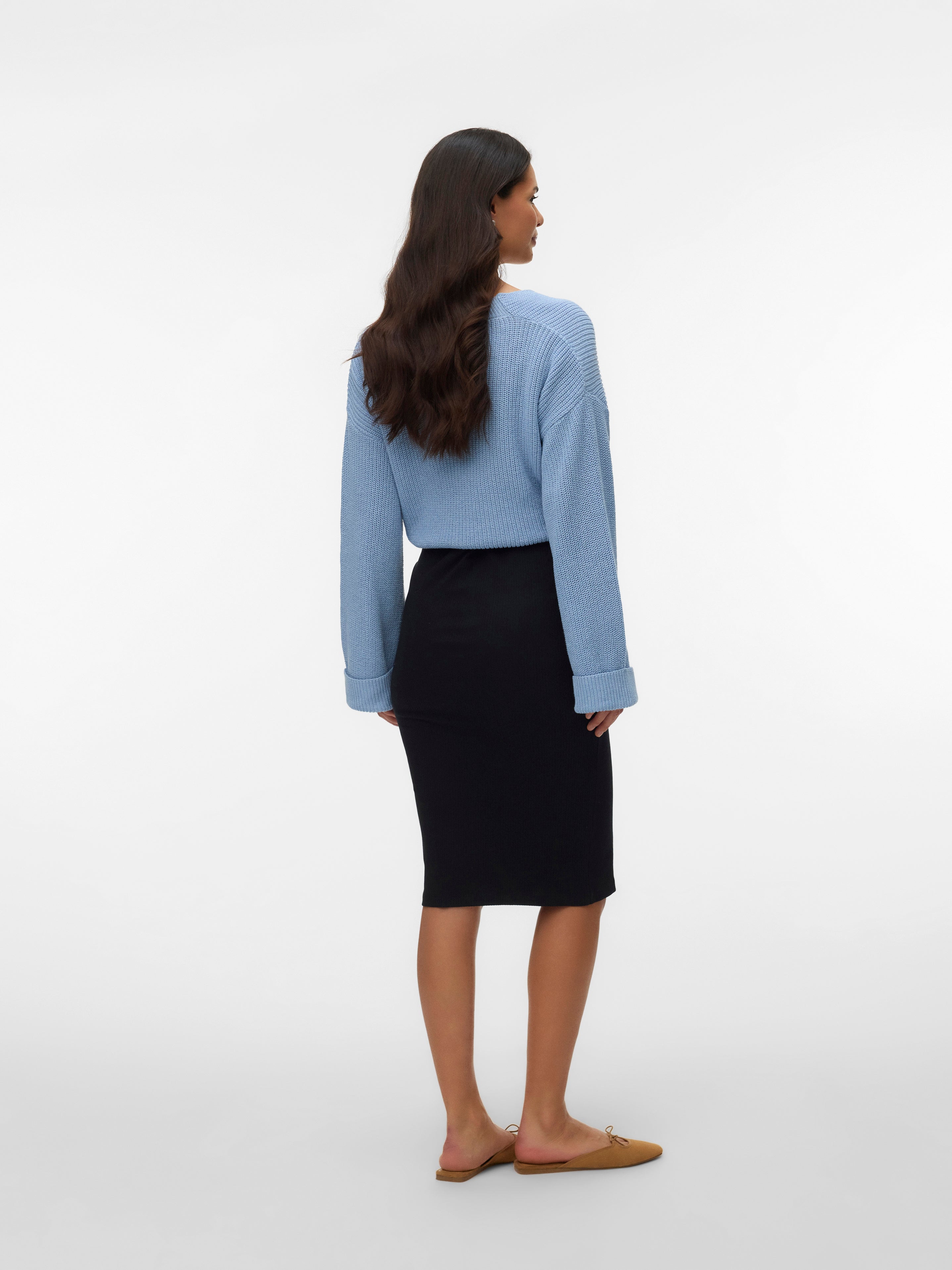 Regular fit V-Hals Mouwuiteinden met omslag Verlaagde schoudernaden Pullover