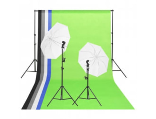 VIDAXL - Flash Kit de studio photo avec éclairage toile de fond et réflecte...