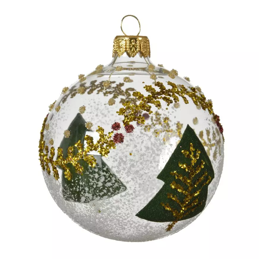 Lot de 6 boules de Noël en verre (D80 mm) Sapinette Transparent