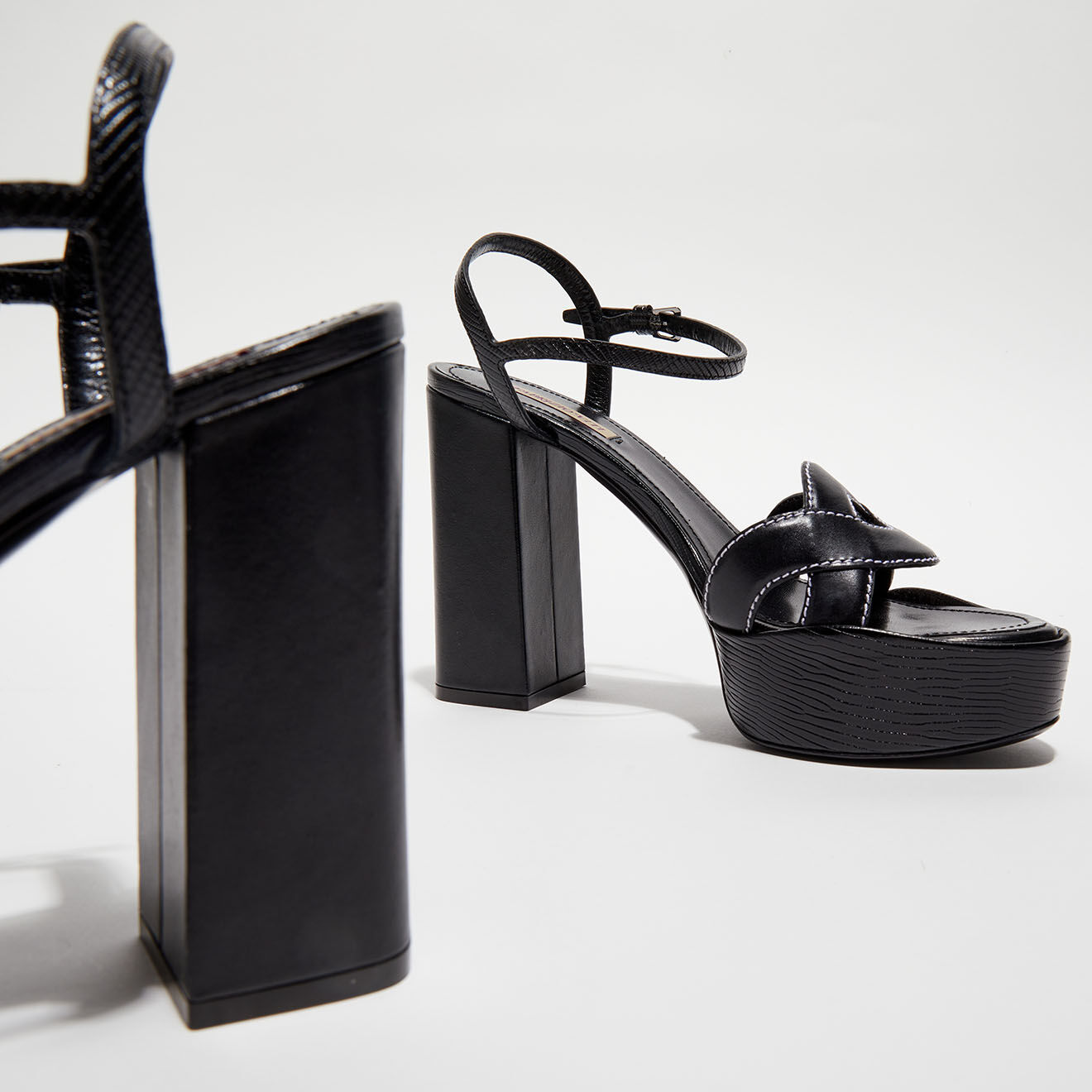 Fabrizio Viti Sandales plateforme en Cuir Forever noires - Talon 12 cm