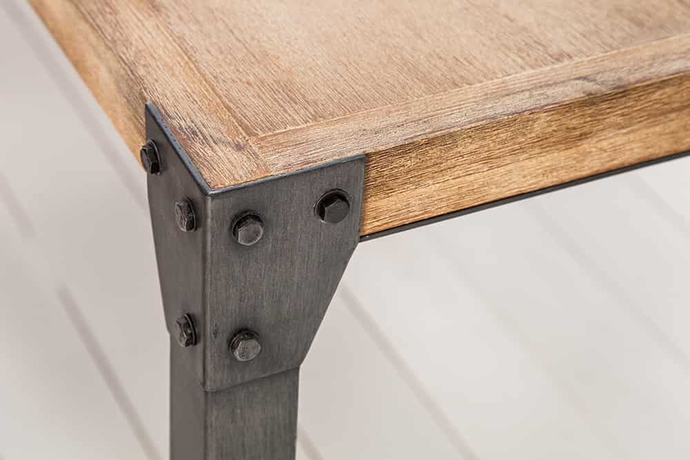 Industrial Design Esstisch FACTORY 200cm Akazie teak-grau weiß gekälkt Metallbeine Kufe
