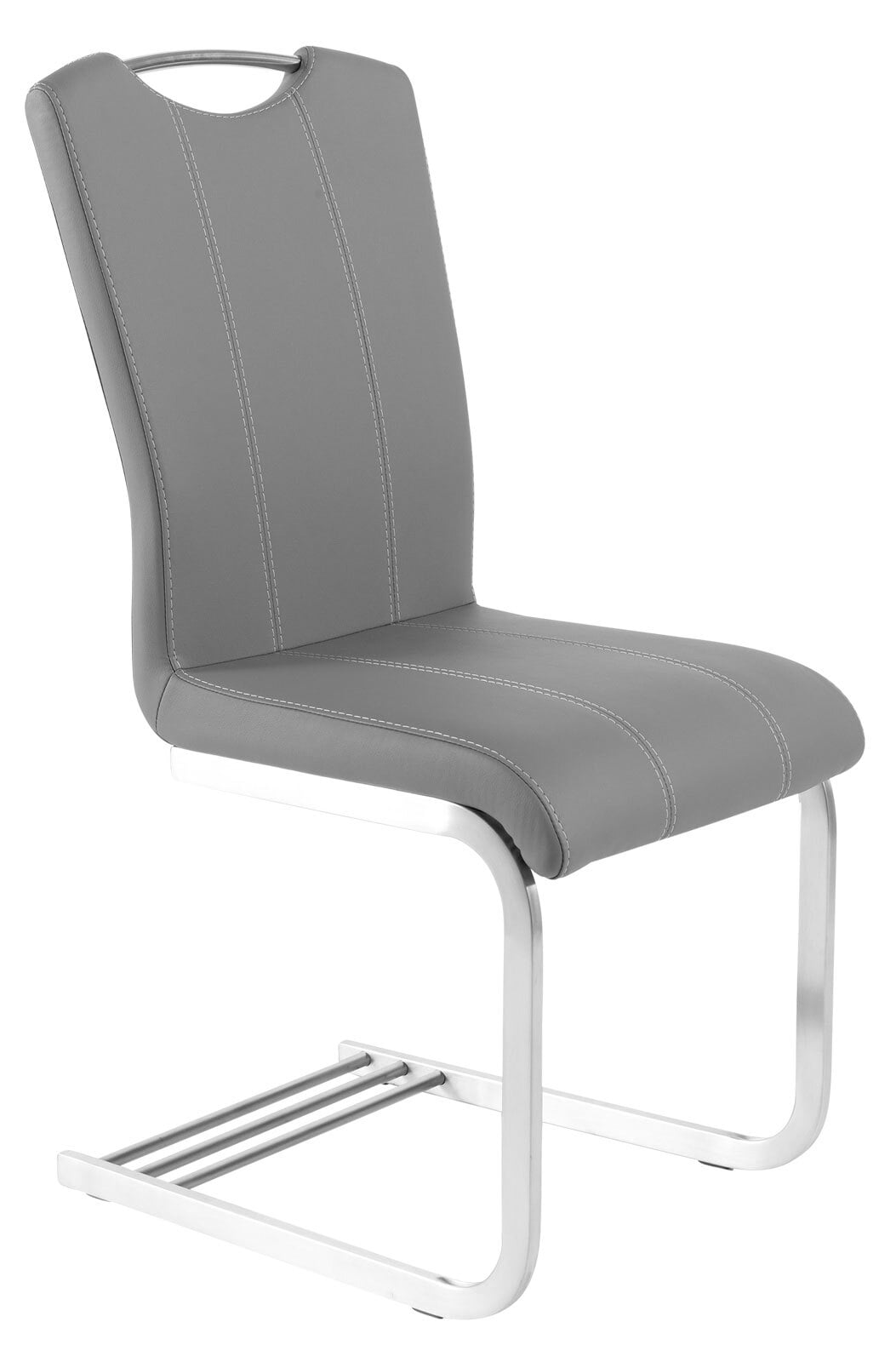 MONDO Esszimmerstuhl AMATI ST M5 MF Edelstahl /Lederlook grau