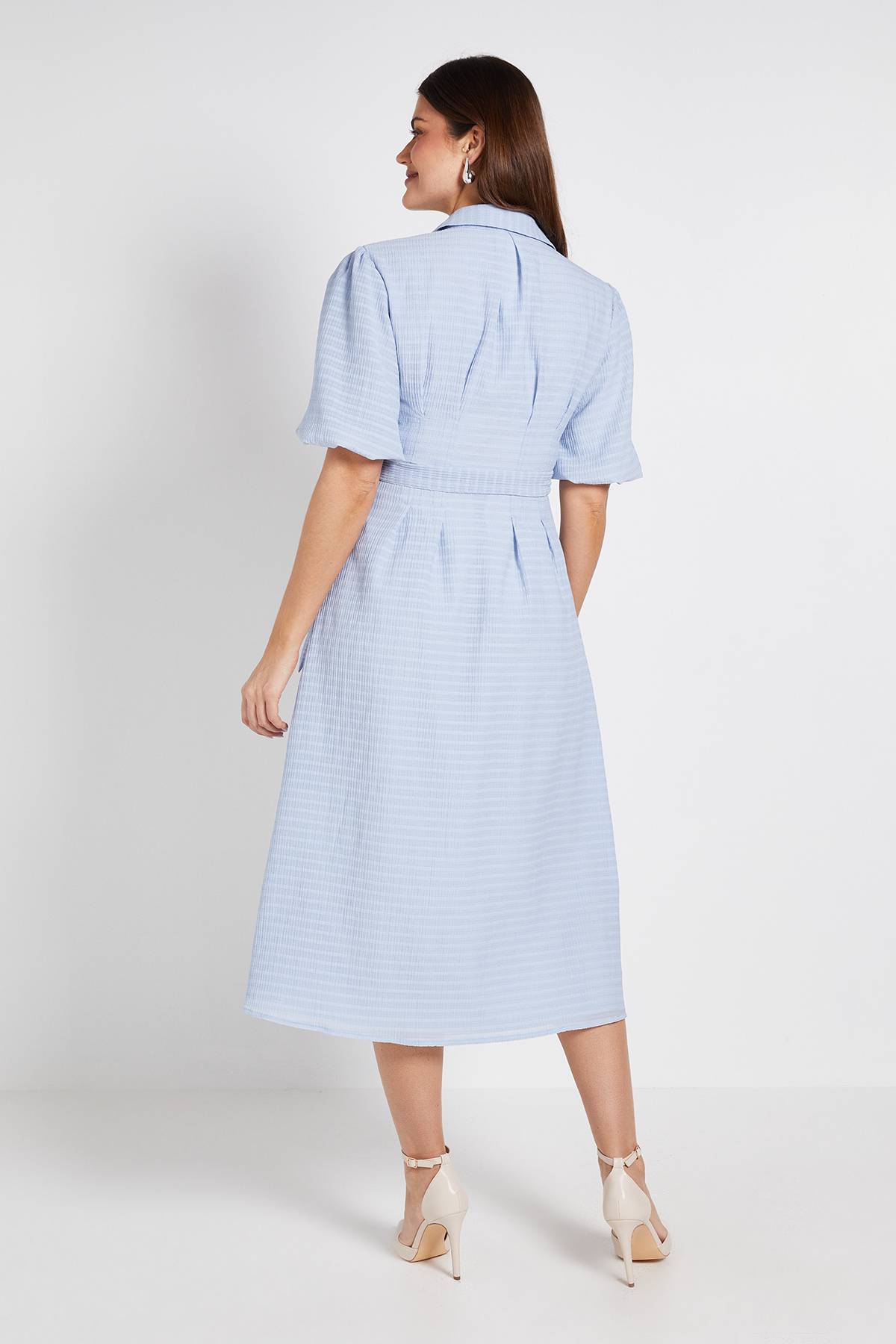 Wallis Robe Chemise En Organza Texturé À Manches Bouffantes