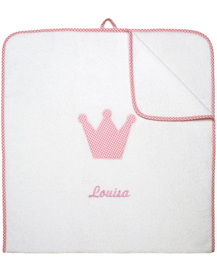 Personalisiertes XL-Badehandtuch KRONE rosa (Stickfarbe: bordeaux)