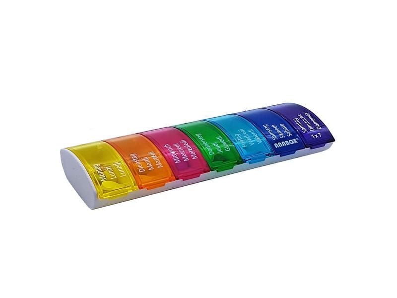 Anabox Medidispenser 1 x 7 bunt DE/FR/IT Medikamentenbox
