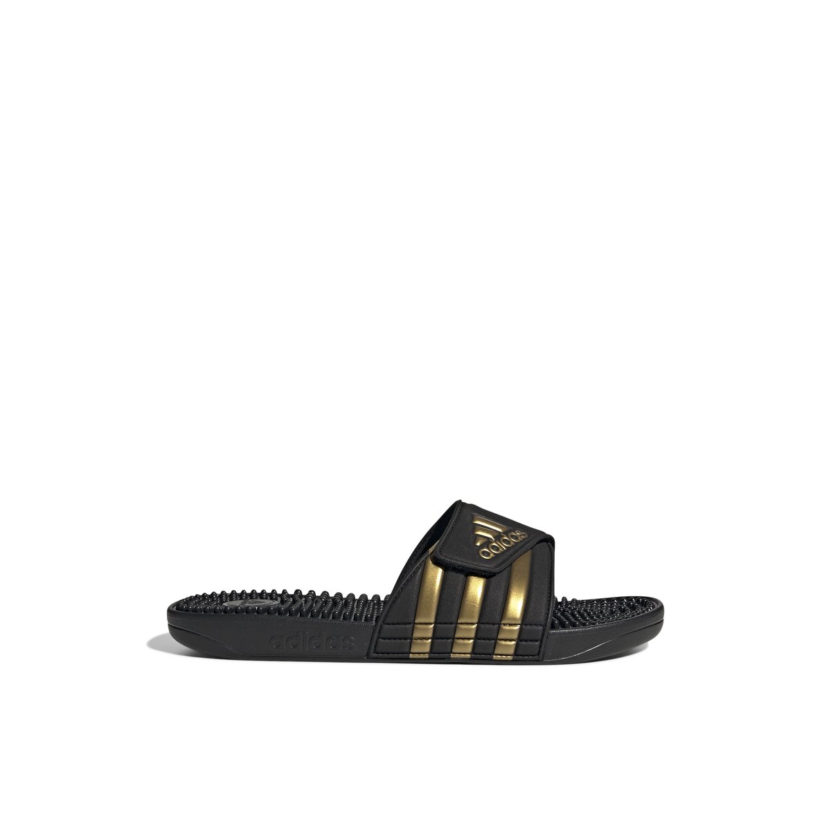 ADIDAS-Adissage-tb.-Sandales athlétiques à glissière - Talon plat - Noir/Or Multi