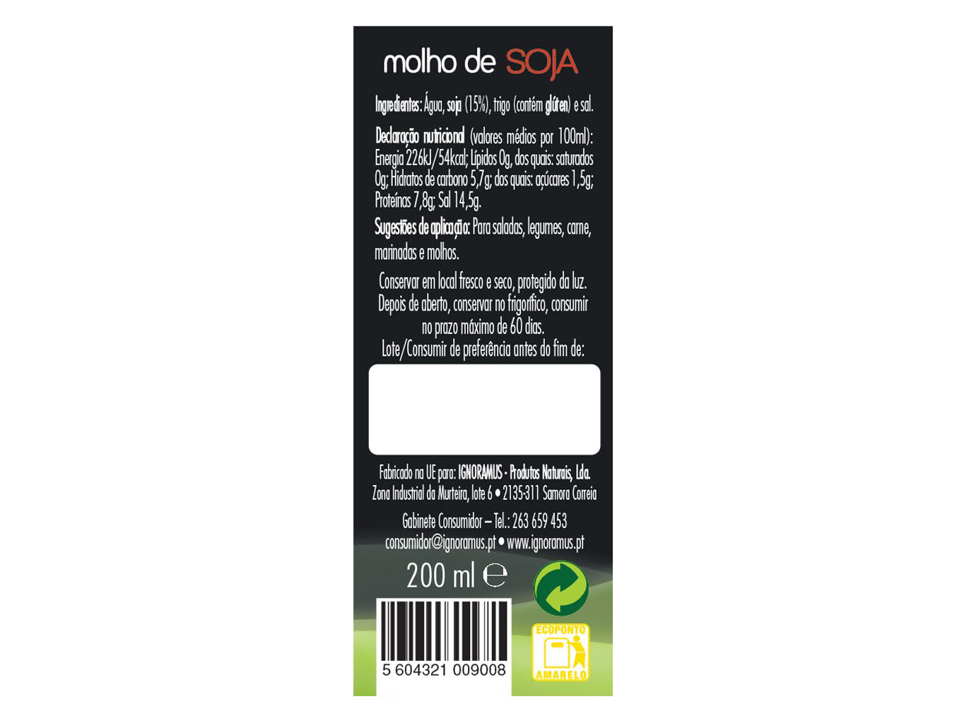 MOLHO CEM PORCENTO DE SOJA 200ML