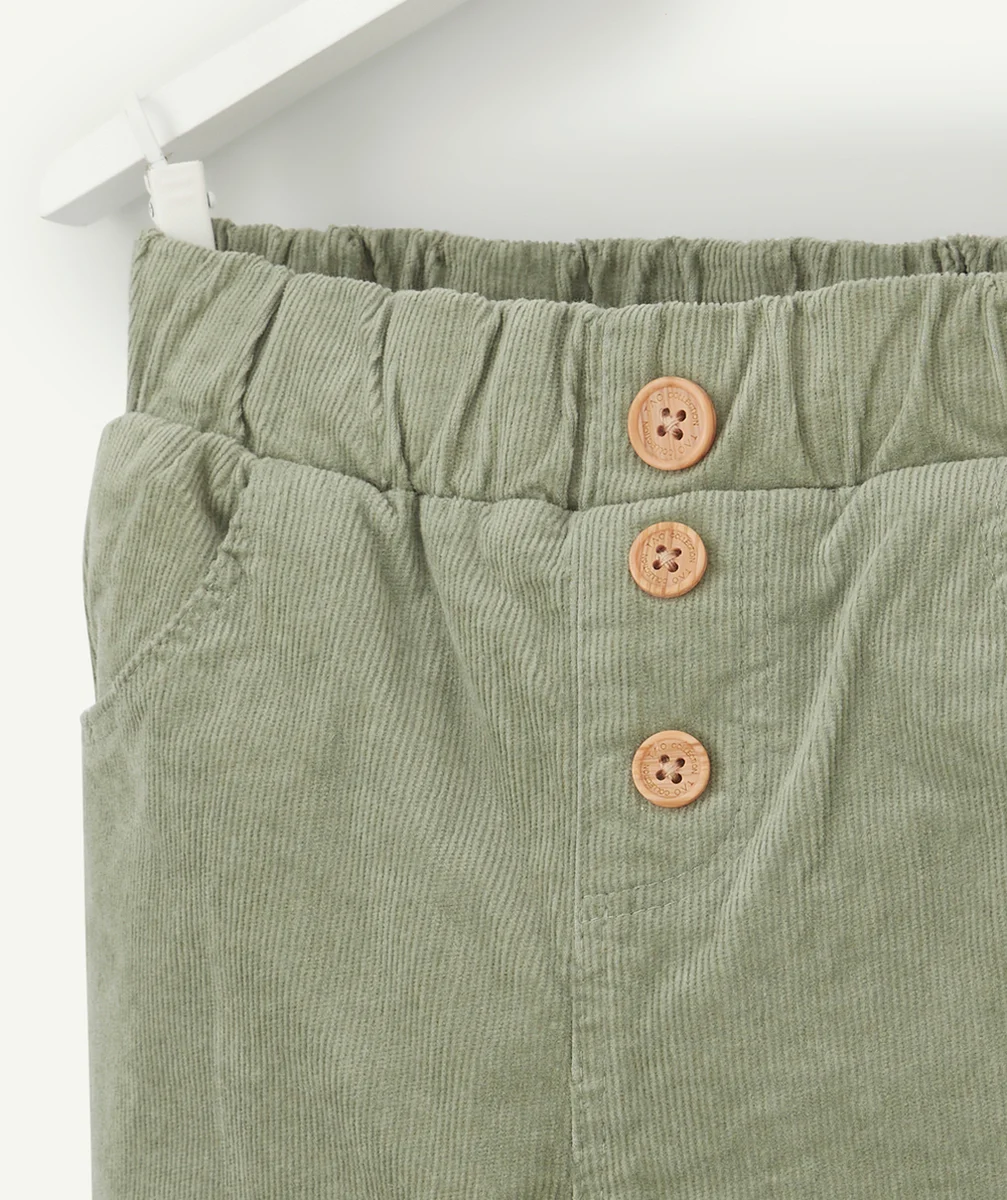 PANTALON DROIT BÉBÉ GARÇON EN VELOURS CÔTELÉ VERT