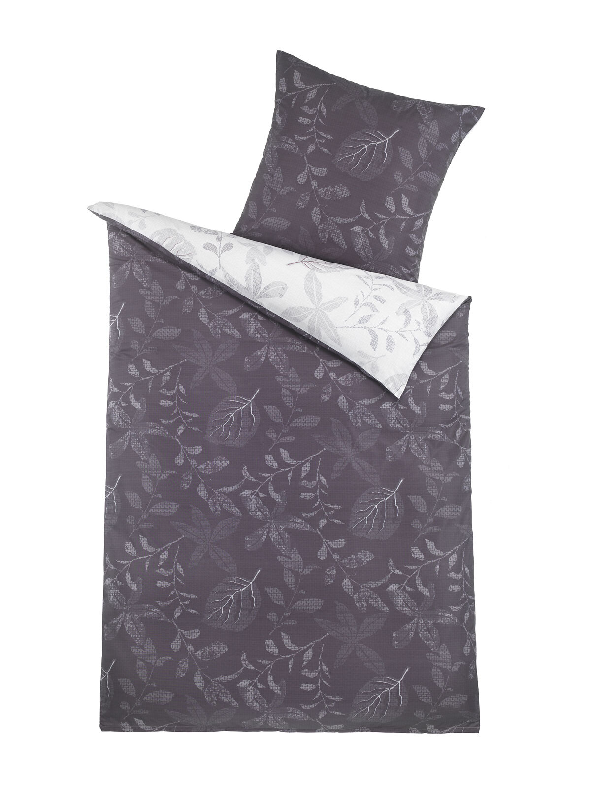 Satin-Bettwäsche Flordelis-Wende Grau 80x80/135x200 cm