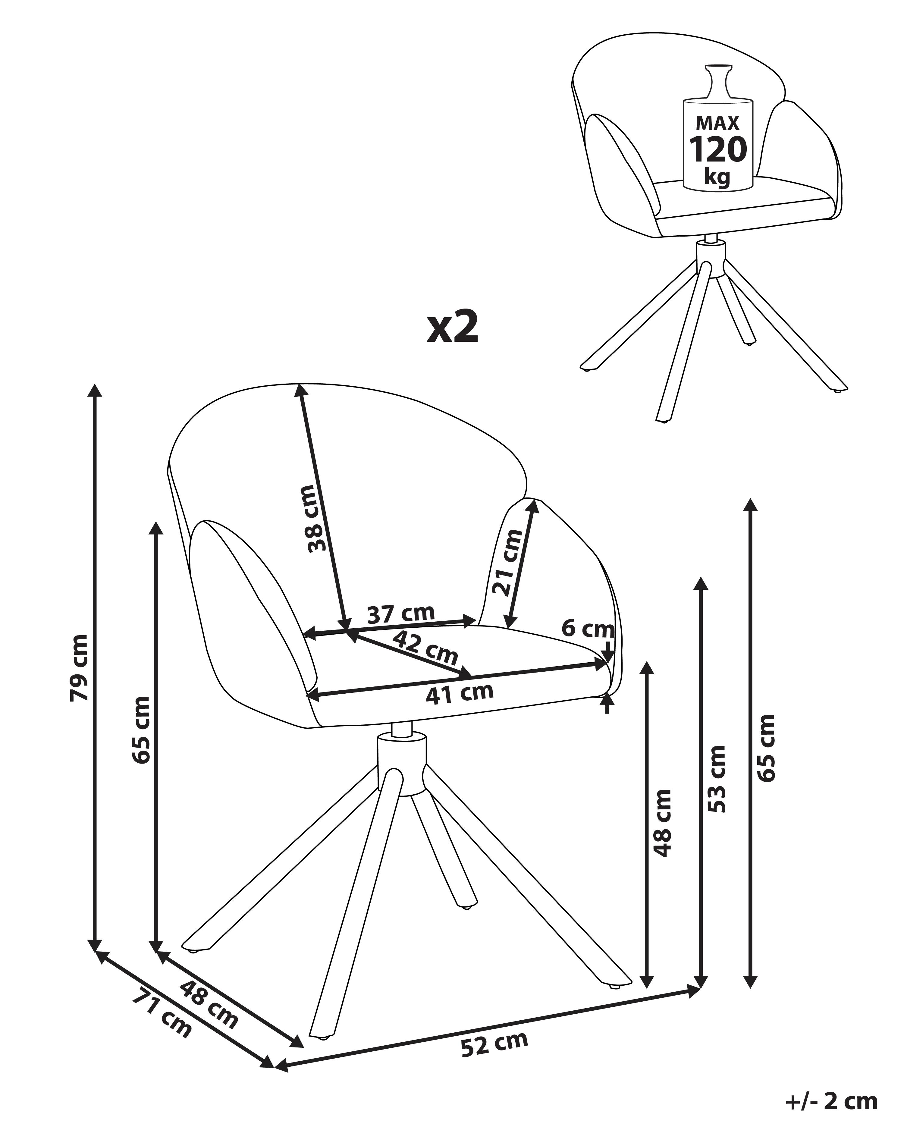 Set van 2 eetkamerstoelen draaibaar MAYBEE Stof Gebroken wit