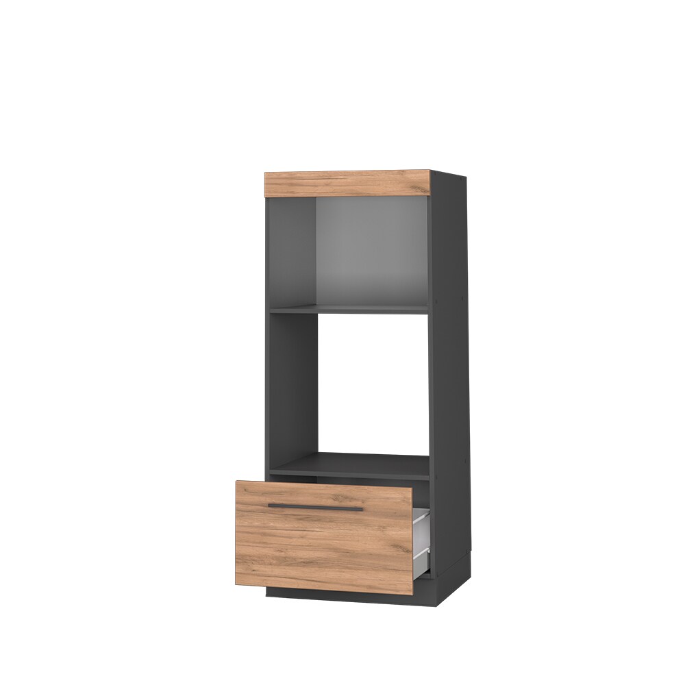 Vicco Mikrowellenumbauschrank Küchenschrank Küchenmöbel Fame-Line Anthrazit Eiche modern 60 cm Küche Einbauküche Blende Schublade Mikrowelle Backofen Küchenzeile