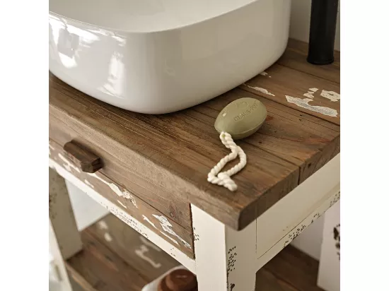 Meuble de salle de bain en bois recyclé 80 cm