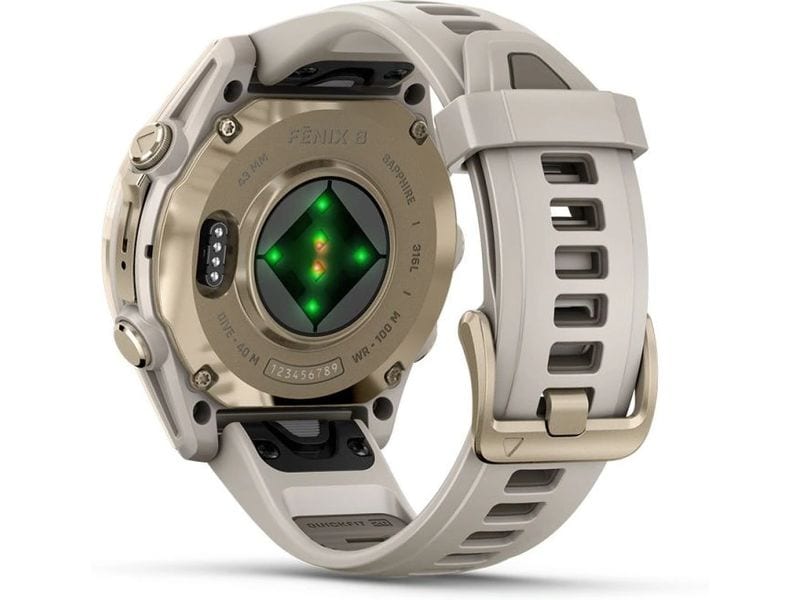 GARMIN Sportuhr Fenix 8 AMOLED Sapphire, 43 mm Beige GPS-Sportuhr