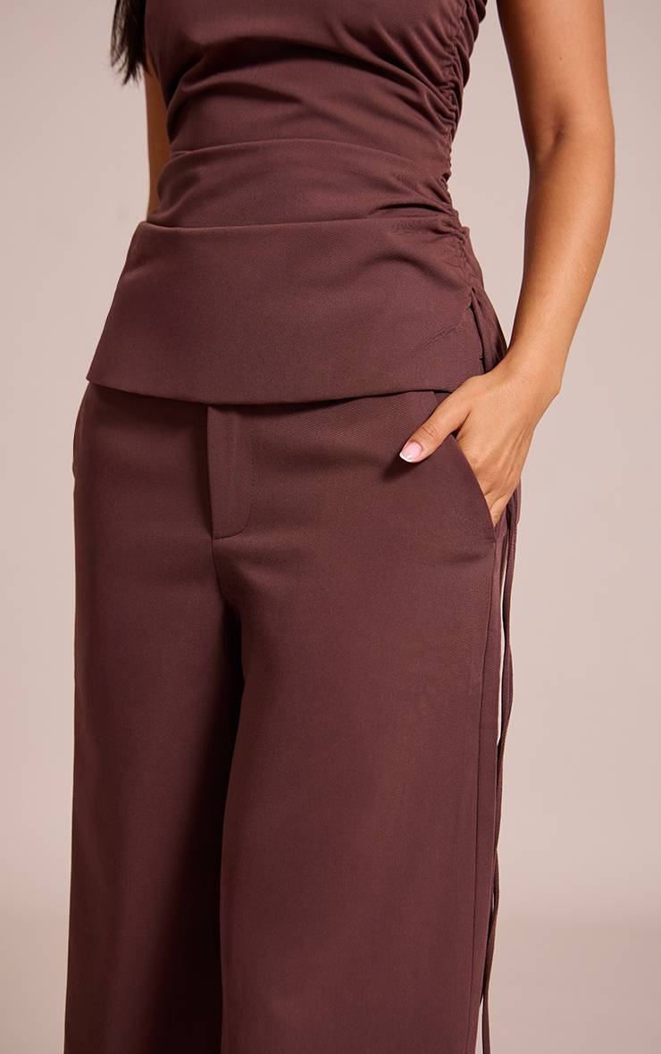 Chocolat Pantalon Large Taille Petite Ensemble Coordonné