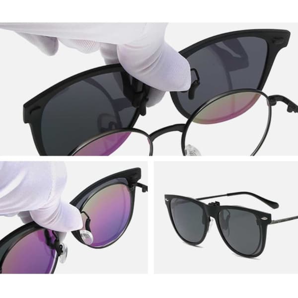 Polariserte Wayfarer Clip On Solbriller Flip Up Blå speillinser