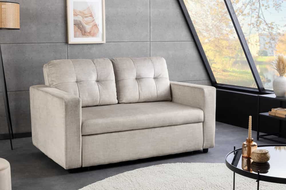 Ausziehbares Schlafsofa SMART 140cm champagner beige Vogue Velours Samt Nosagfederung