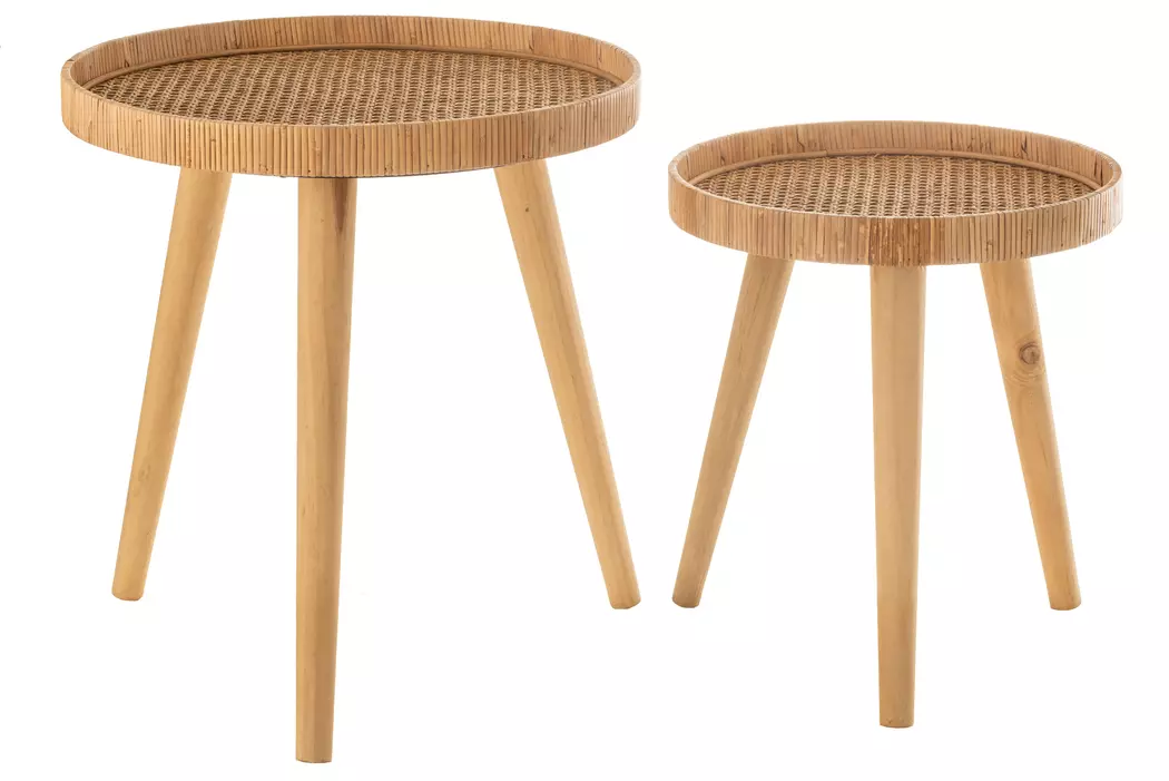 2-Satz Beistelltisch Rattan