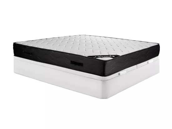 Ensemble 180 x 200 cm sommier coffre blanc + matelas ressorts ensachés 7 zones et mémoire de forme ép.24cm - MERISI de YSMÉE