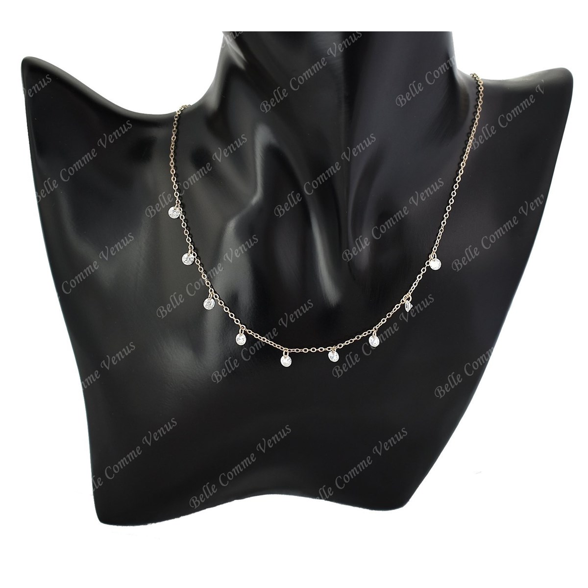 Collier pampilles oxydes de zirconium Plaqué OR 750 3 microns