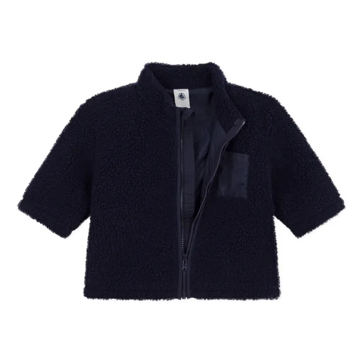 Petit Bateau Veste en Sherpa Zippée | Bleu marine