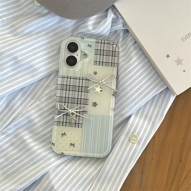Fonekase - Paneel telefoonhoesje met strik en zelfklevende decoratie - Apple iPhone 16 Pro Max / 16 Pro / 16 Plus / 16 / 15 Pro Max / 15 Pro / 15 Plus / 15 / 14 Pro Max / 14 Pro / 14 Plus / 14 / SE / 13 Pro Max / 13 Pro / 13