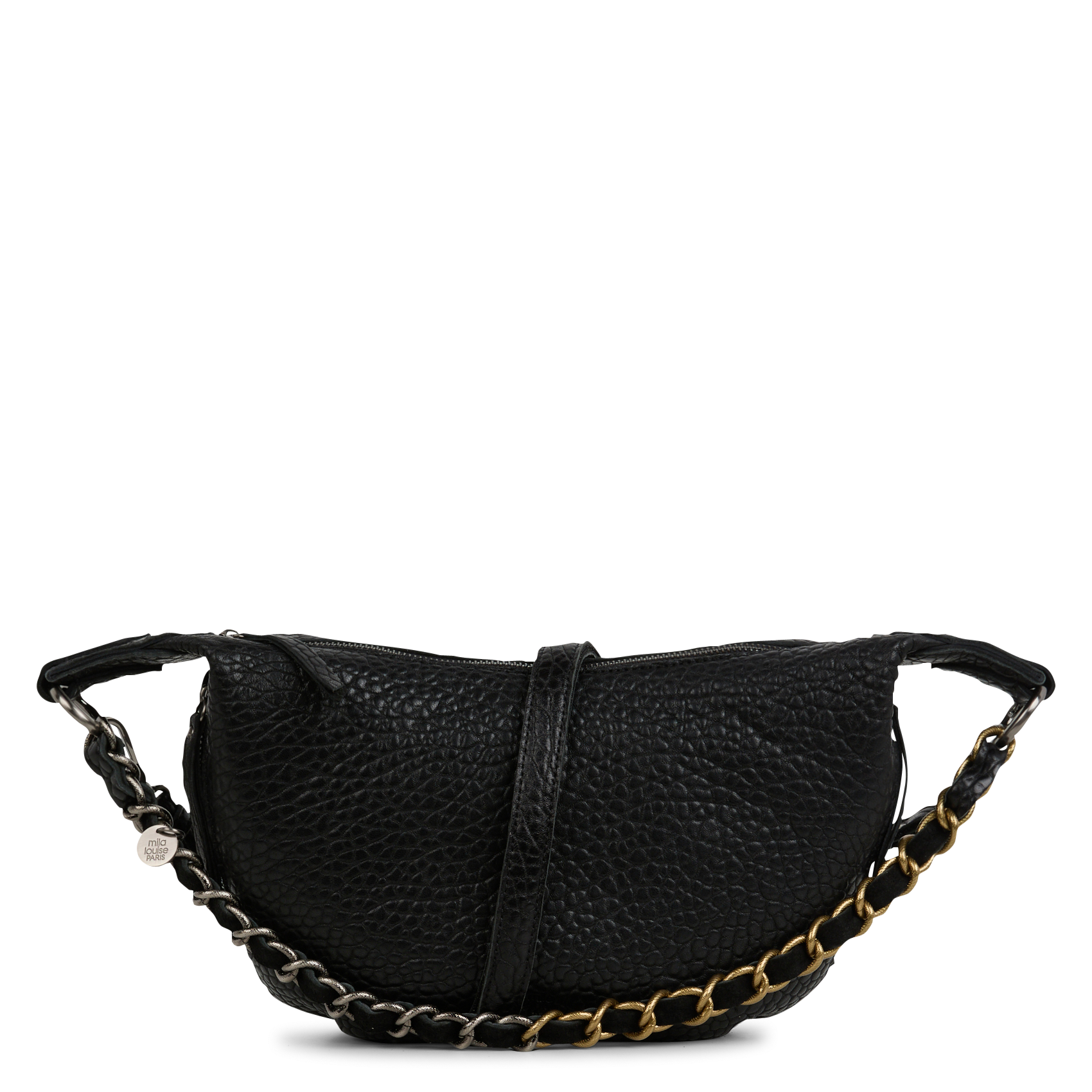RUBINA - Sac bandoulière demi-lune en cuir | Noir