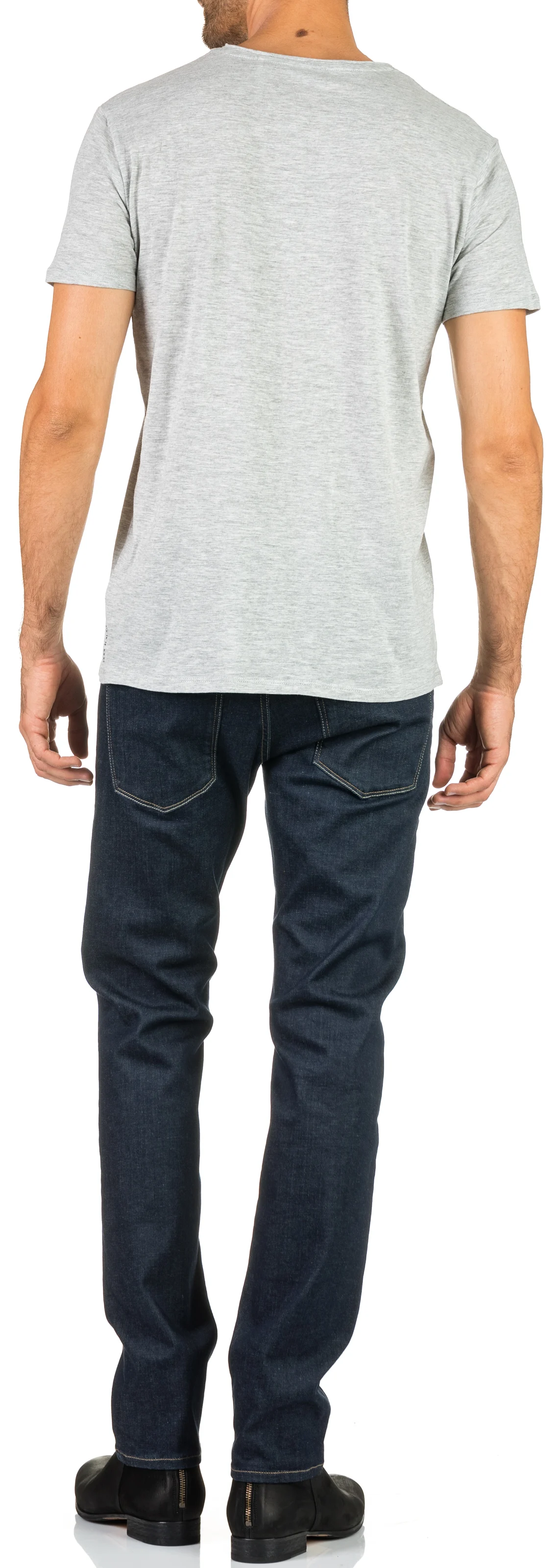 Tee-shirt col rond regular-fit en coton flammé | Gris