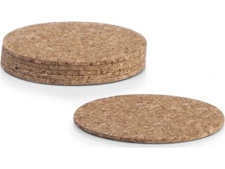 Zeller 6 dekkebrikker i kork, 9,5 cm