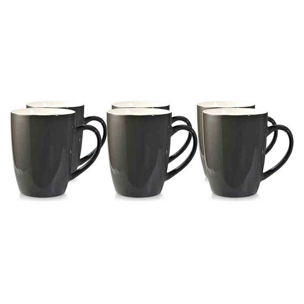 Blokker KV mok - 32 cl - donkergrijs - 6 stuks
