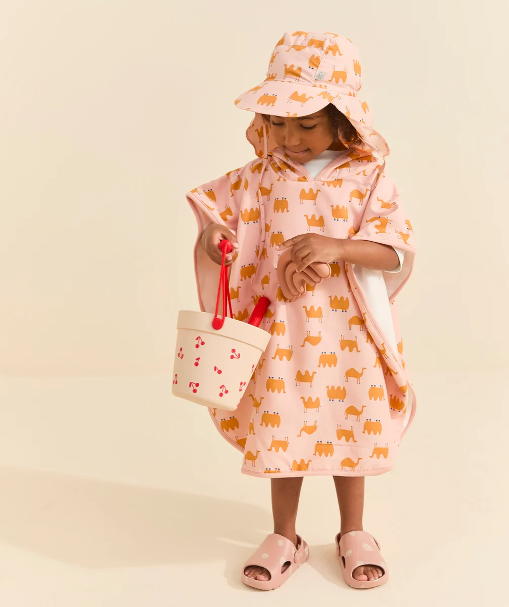 LASSIGSERVIETTE PONCHO BÉBÉ FILLE ANTI-UV ROSE IMPRIMÉ CHAMEAU