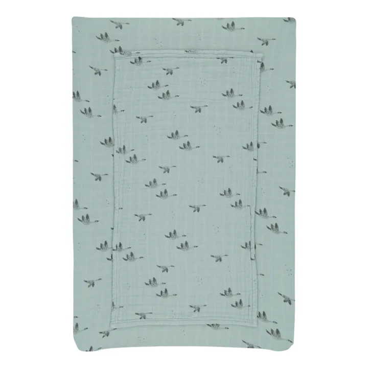 Rose in April Housse de matelas à langer Fanny Oie | Bleu ciel
