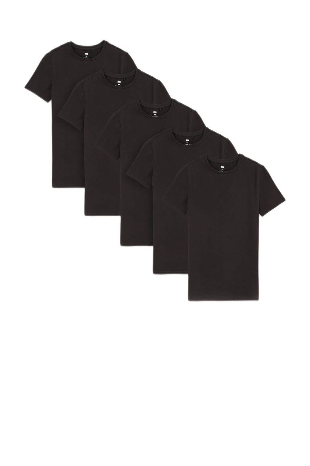 WE Fashion t-shirt - set van 5 zwart
